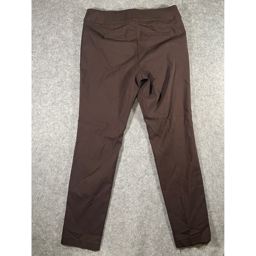 Womens Chocolate Brown Straight Leg Dress Pants Double Snap Button Trousers - Picture 6 of 13
